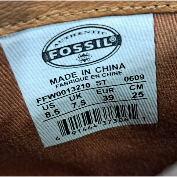 Fossil Brown Tan Two Tone Leather Cone Heel Ankle Booties Women’s Size 8.5 - Picture 13 of 15